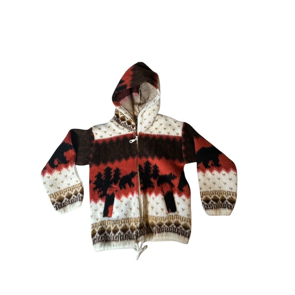 Earth‎ Ragz Wool blend Zip Hoodie with Bear Print Childrens Little Kids Medium